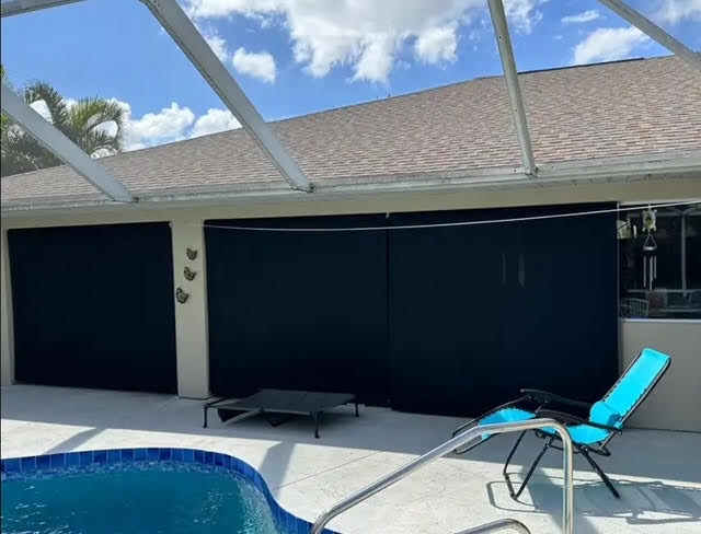 Navy curtains for sun and privacy control