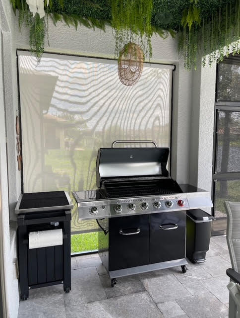 White and grey roller shades third angle