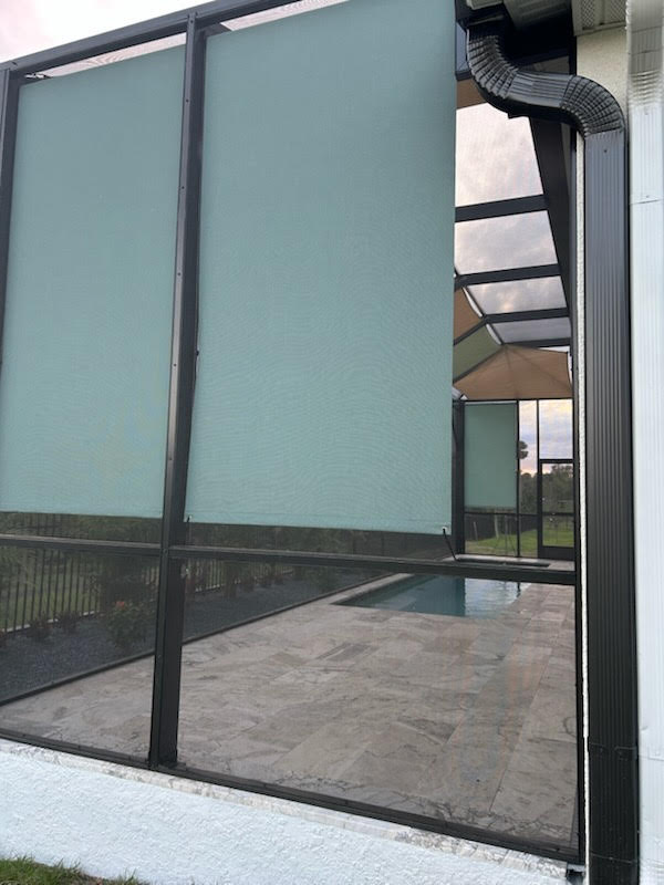 Seafoam roller shade exterior view